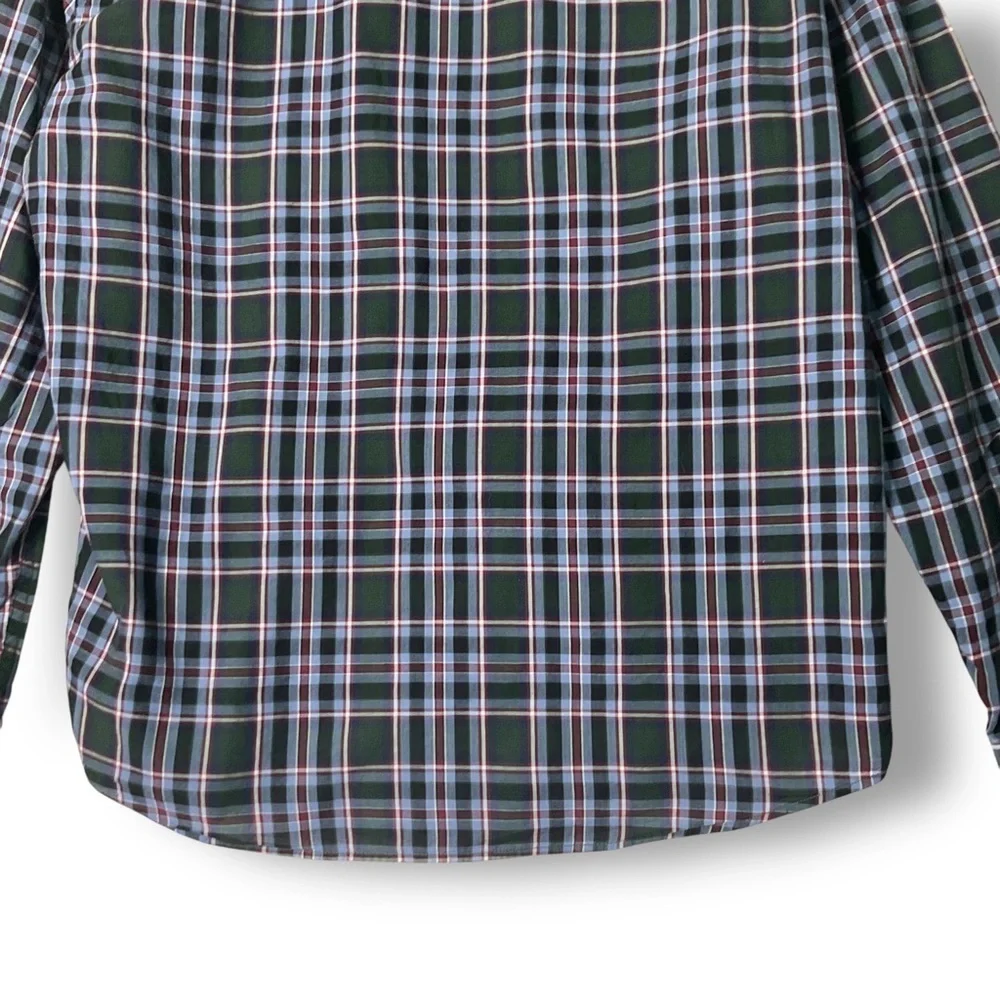 Banana Republic Mens Shirt Sz L Untucked Slim Fit Plaid Button Up Lightweight Co
